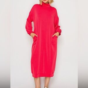 Elegant Red Turtleneck Dress